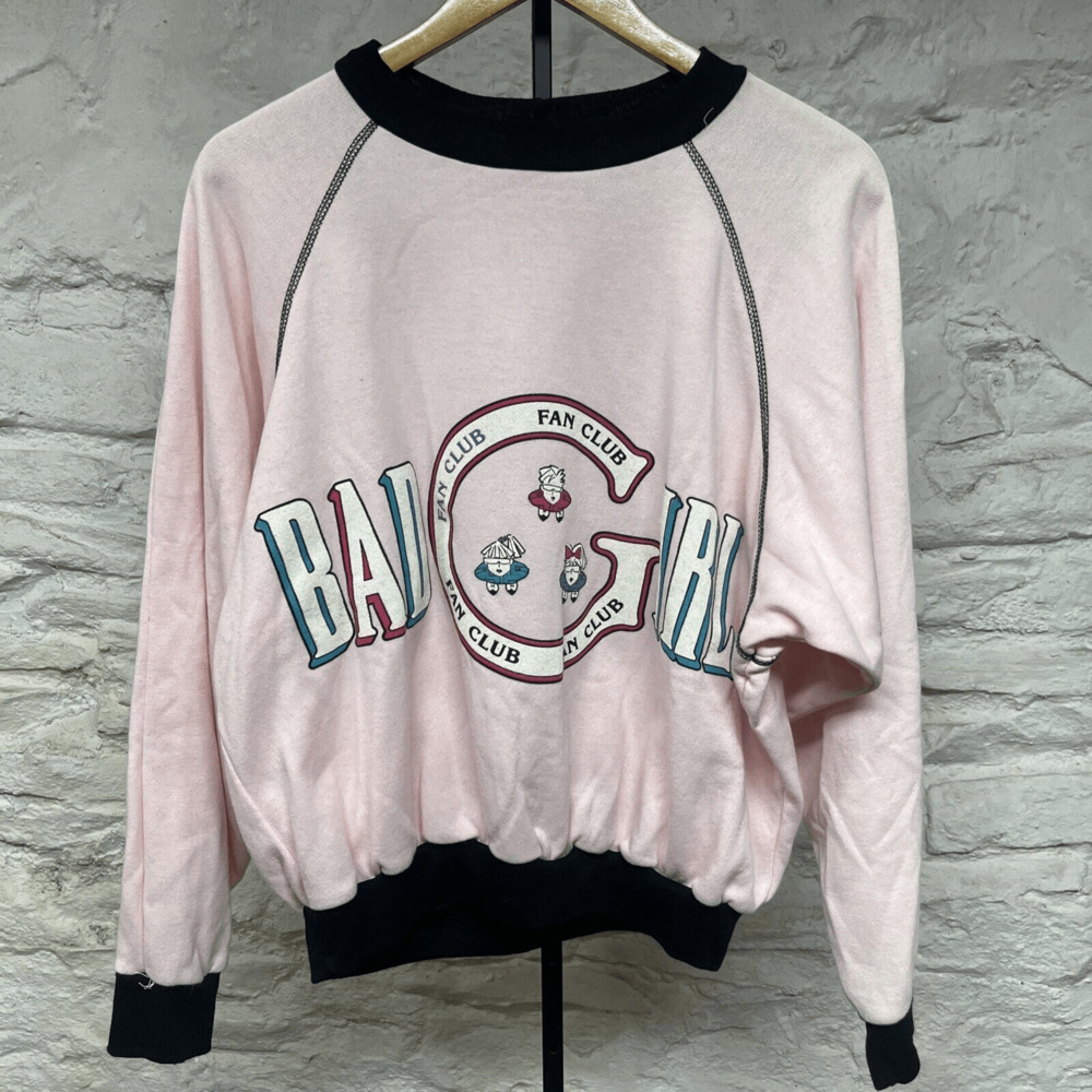 Sauci Bad Girl Fan Club Cropped Relaxed Fit Crewneck Sweatshirt Vtg 80s 90s
